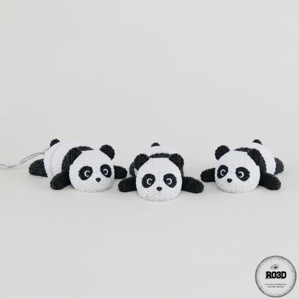 Figurină panda articulată în diferite poziții - mișcare fluidă"