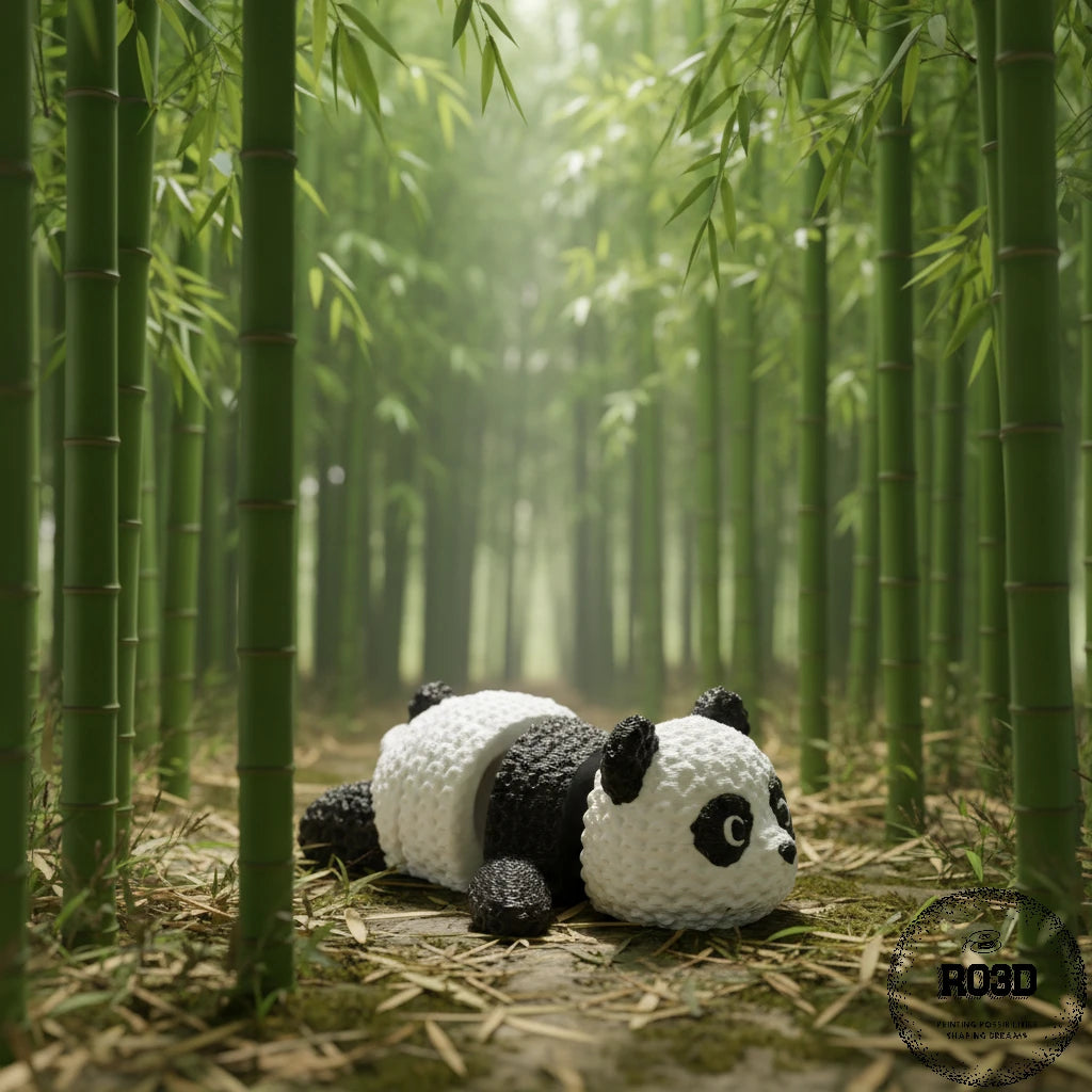 Panda articulată 3D cu textură croșetată - figurină print-in-place premium