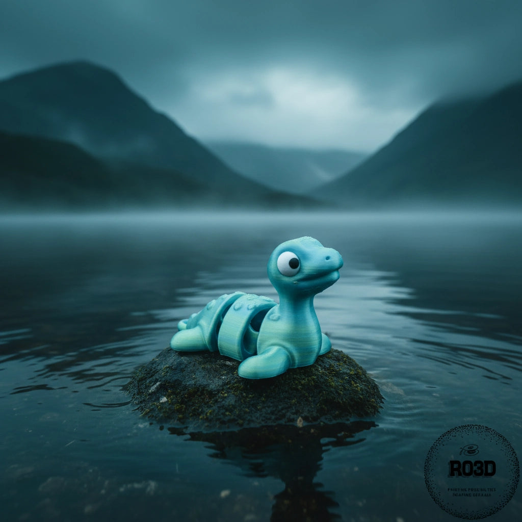 Flexi Lochness Monster articulat 3D - variantă colorată, figură premium printată 3D cu articulații flexibile și finisaj vibrant