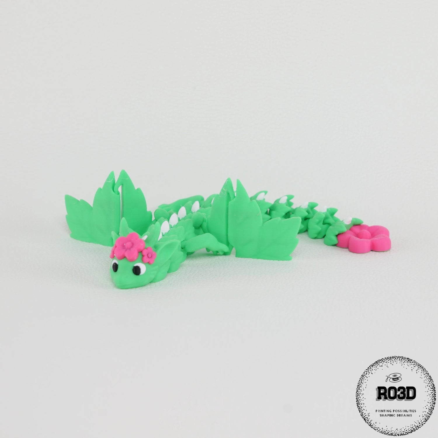 Blossom Dragon - detaliu aripi florale și corp articulat, dragon cu flori printat 3D premium PinkyWings