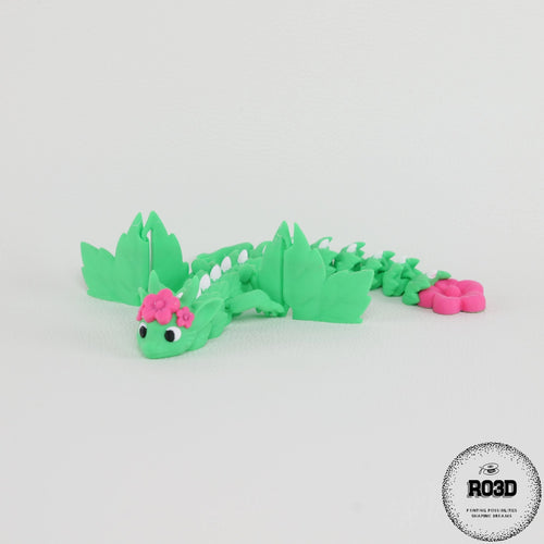 Blossom Dragon - detaliu aripi florale și corp articulat, dragon cu flori printat 3D premium PinkyWings