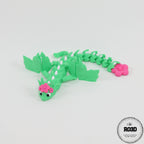 Dragon articulat Blossom - vedere laterală cu detalii florale, figură 3D de calitate superioară RO3D