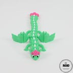 Dragon floral Blossom - poziție cu aripi deschise, demonstrație articulații flexibile și design floral premium
