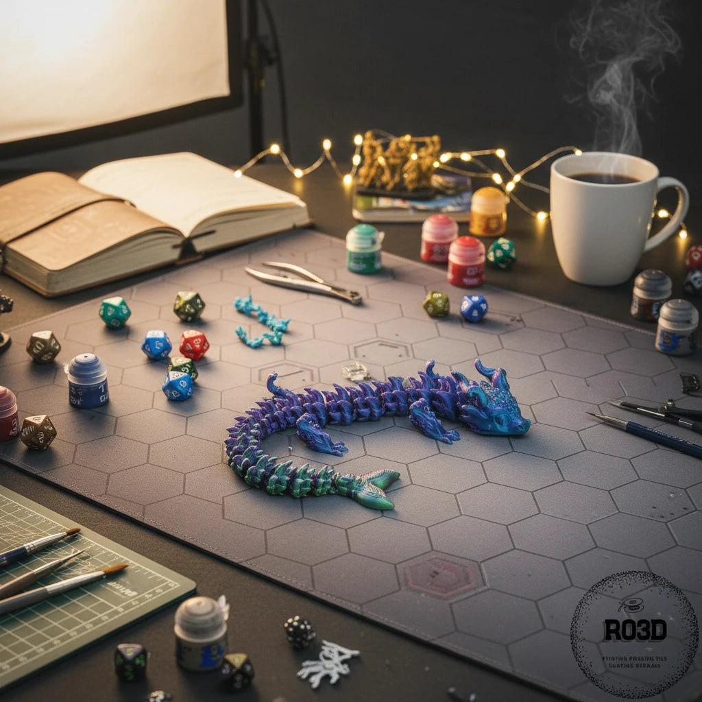 Emerald Tide Dragon printare 3D - imagine principală, dragon articulat cu nuanțe smarald pentru colecții și birou