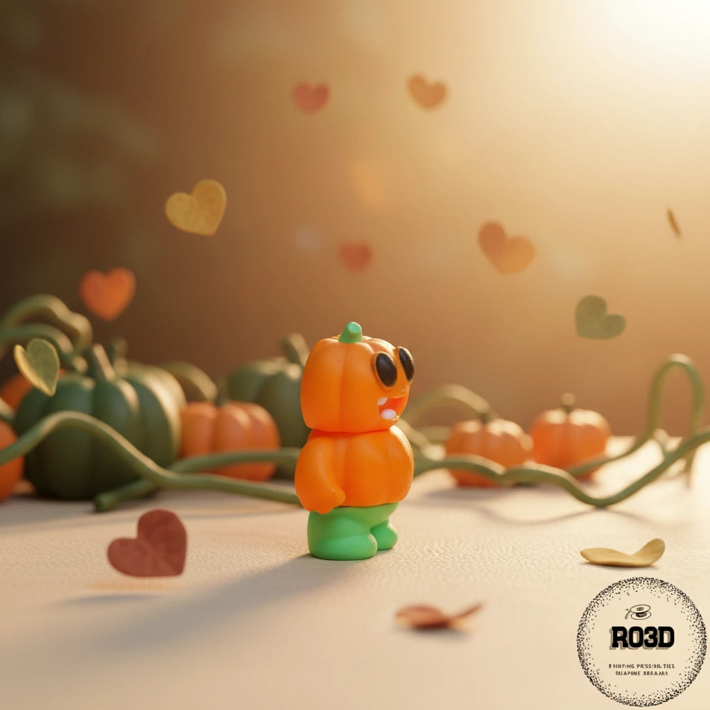 Pumpkin-Man Keychain - breloc articulat 3D cu design Halloween om-dovleac 3DeepDesigns