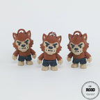 Flexi Wolfman figurină 3D - vedere frontală cap expresiv cu colți și gheare ascuțite