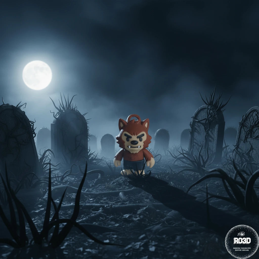 Flexi Wolfman vârcolac articulat 3D - vedere principală cu blană texturată și detalii monstru