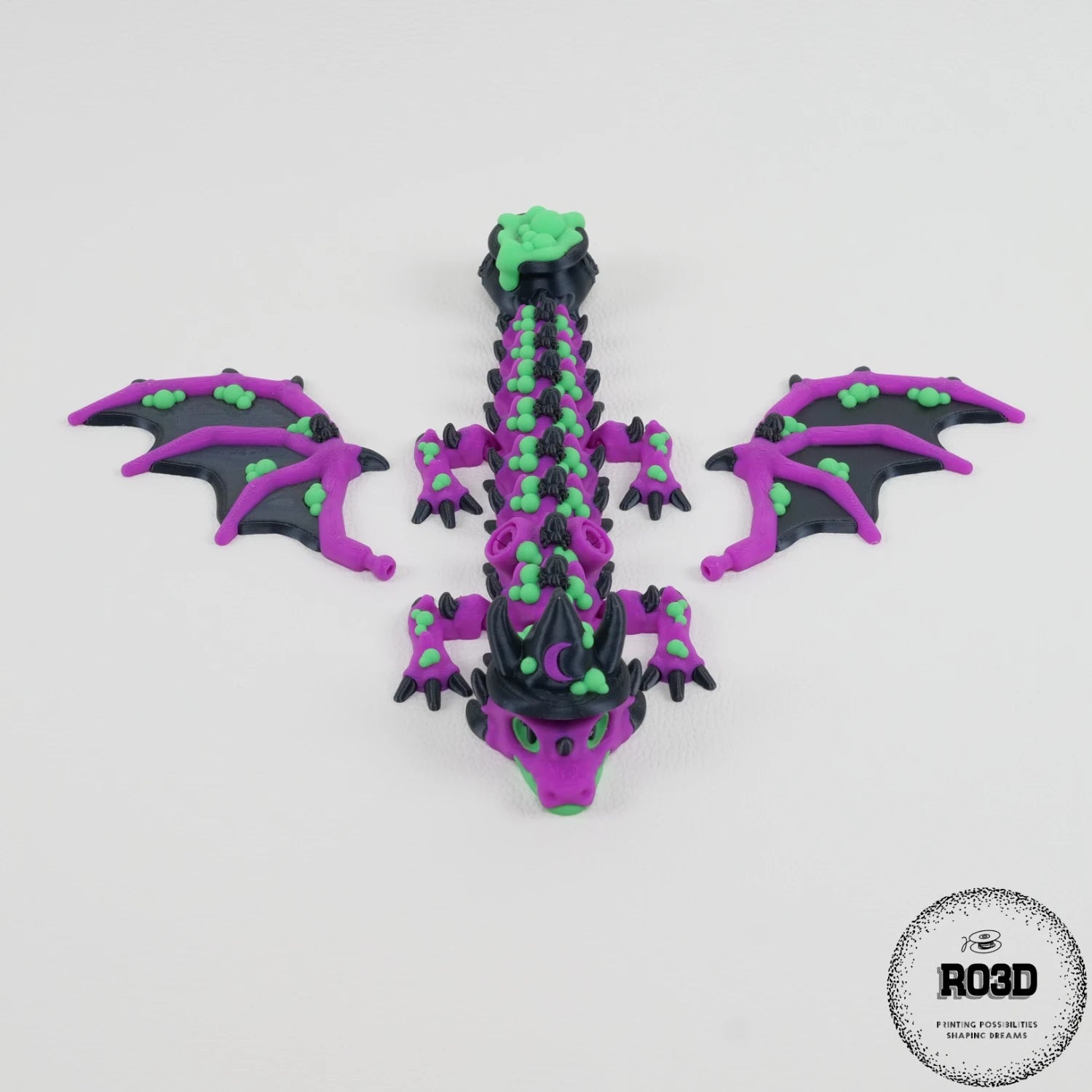 Hexbrew Dragon figurină 3D - vedere laterală profil dreapta detalii hexagonale
