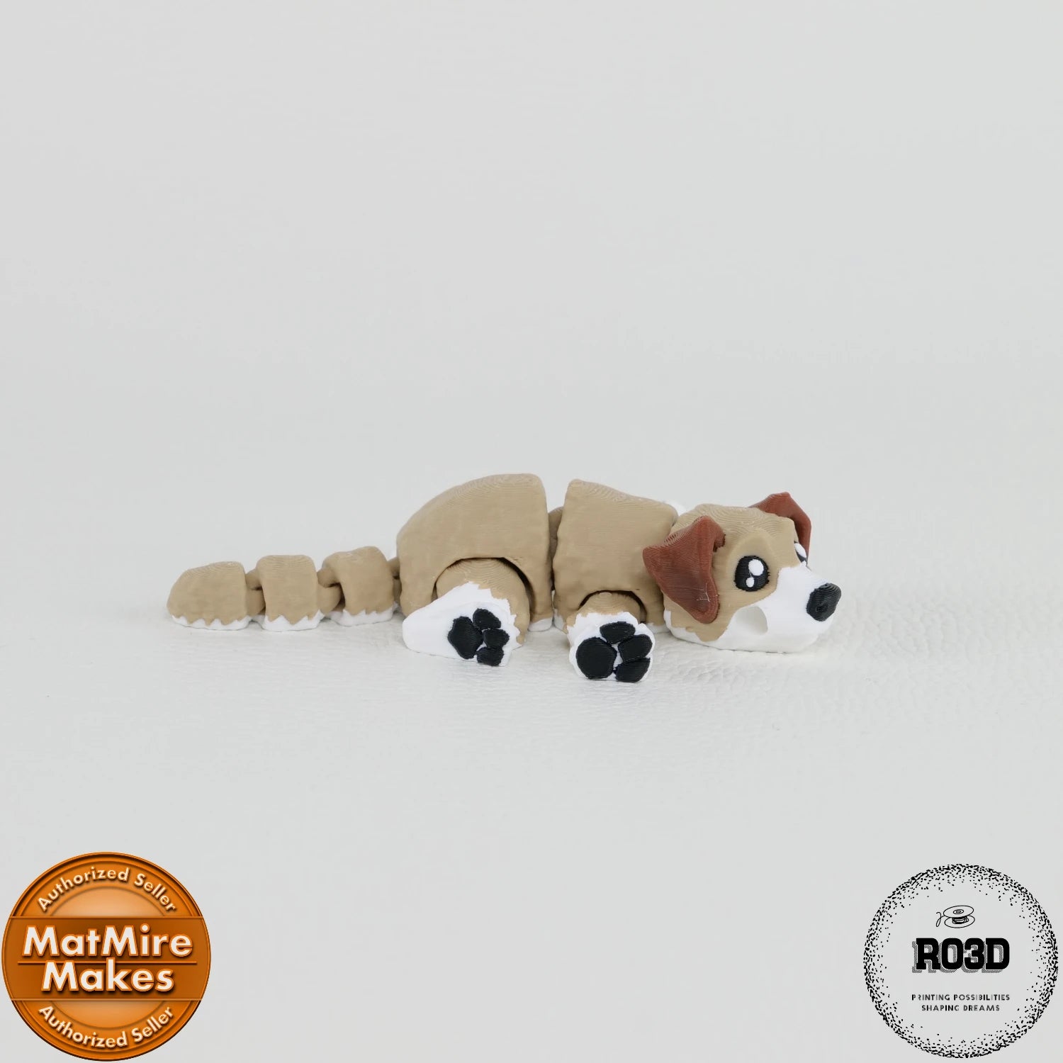 Mini Dog - Câine Articulat 3D Adorabil, vedere din spate cu articulații vizibile și detalii canine