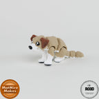 Mini Dog - Câine Articulat 3D cu Breloc, vedere de ansamblu cu toate articulațiile și trăsături kawaii