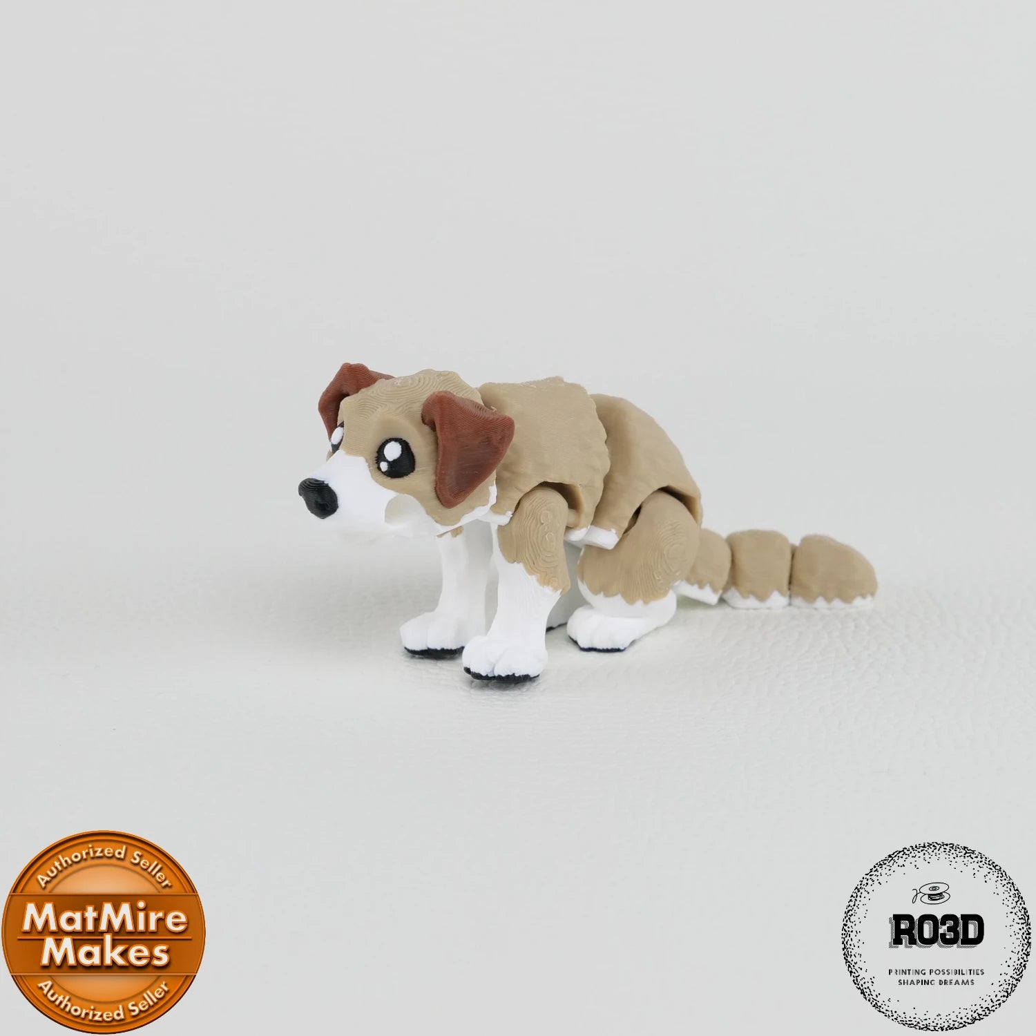 Mini Dog - Câine Articulat 3D cu Breloc, vedere de ansamblu cu toate articulațiile și trăsături kawaii