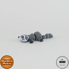Mini Raccoon - Raton Articulat 3D, vedere laterală cu corp segmentat articulat și coadă inelată
