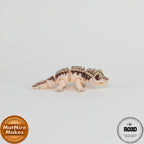 Crested Gecko - Gecko cu Creastă Articulat 3D cu Breloc, vedere frontală cu ochi mari expresivi și cap triunghiular