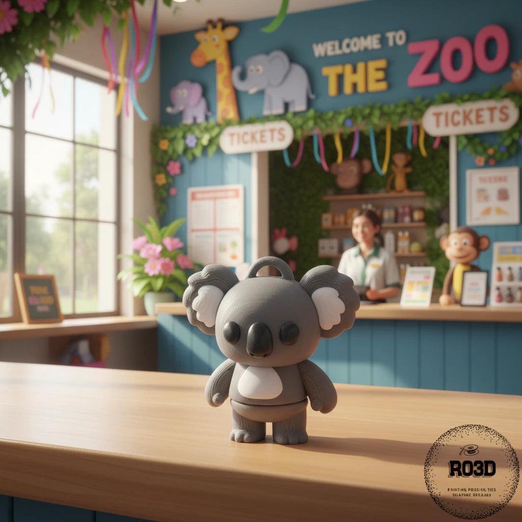 Flexi Koala - Koala Articulat 3D Adorabil cu Breloc Keychain, vedere principală cu urechi pufoase iconice și design kawaii