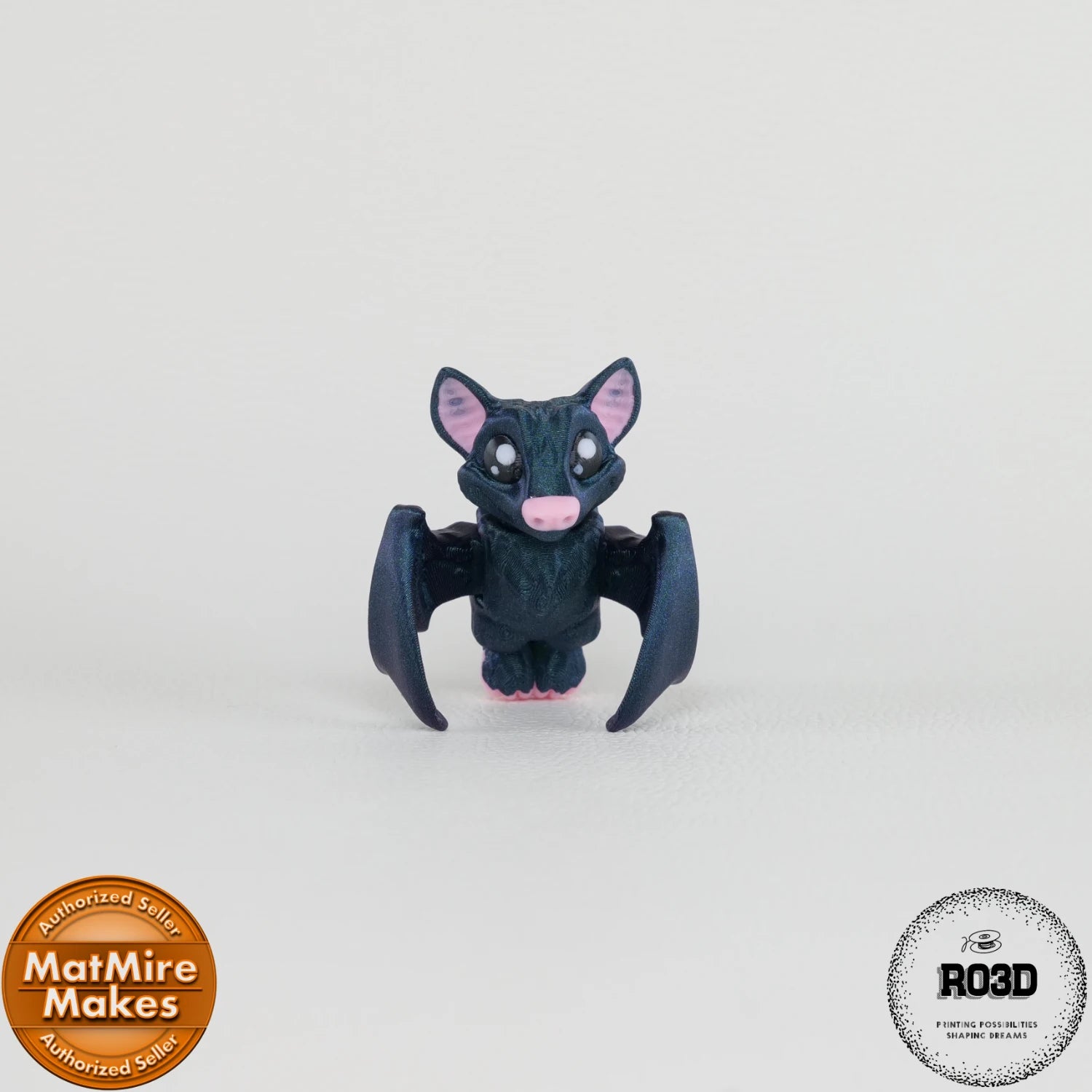 Mini Fruit Bat - Liliac Fructifer Articulat 3D, vedere laterală cu corp segmentat articulat și membrană texturată a aripilor