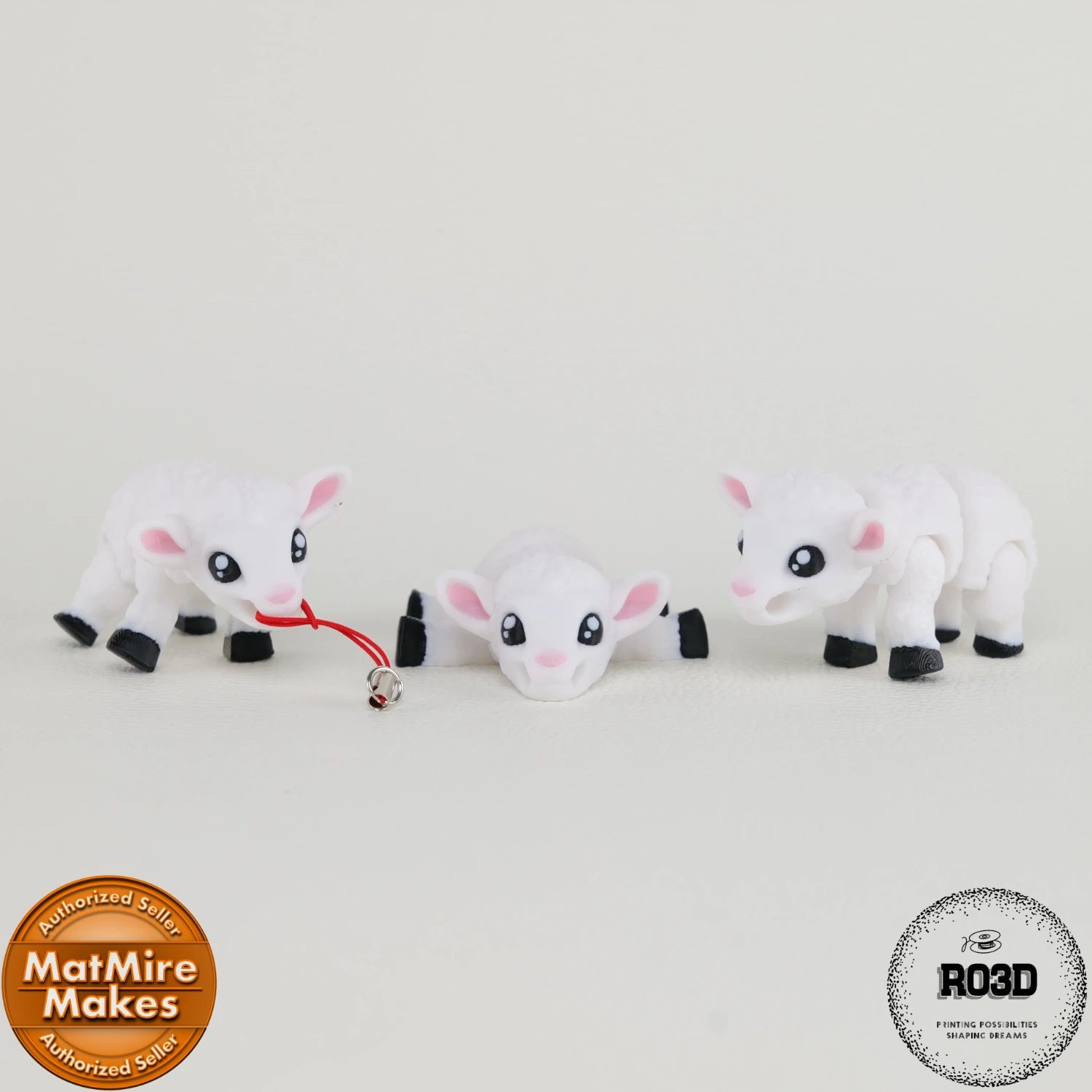 Mini Lamb - Miel Articulat 3D, vedere frontală cu urechi mici caracteristice și bot expresiv