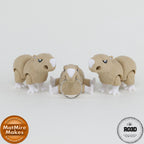 Mini Capybara - Capibară Articulată 3D cu Breloc Keychain, vedere de ansamblu cu toate articulațiile și breloc funcțional