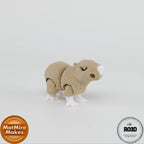 Mini Capybara - Capibară Articulată 3D, vedere frontală cu ochi mici expresivi și urechi rotunde