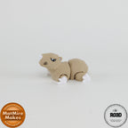 Mini Capybara - Capibară Articulată 3D cu Breloc, vedere laterală cu picioare scurte articulate și expresie calmă
