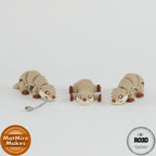 Mini River Otter - Vidră de Râu Articulată 3D cu Breloc Keychain, vedere de ansamblu cu toate trăsăturile distinctive și breloc funcțional