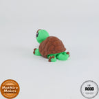 : Mini Tortoise - Broască Țestoasă Articulată 3D, vedere completă cu toate detaliile anatomice și breloc funcțional