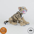 Tiger Roaring - Tigru Articulat 3D, vedere laterală cu dungile distinctive portocalii și negre și corp segmentat articulat