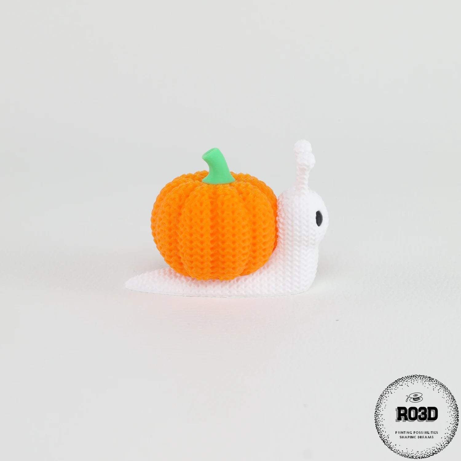 Pumpkin Snail - Melc Dovleac Croșetat 3D Halloween, vedere detaliu cochilie dovleac iconic cu efect croșetat