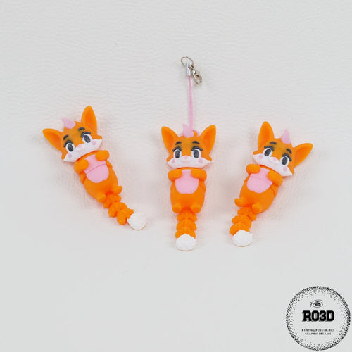 Cute Articulated Hanging Fox - Vulpe Articulată 3D Atârnată, vedere de ansamblu cu corp segmentat articulat și coada stufoasă mobilă