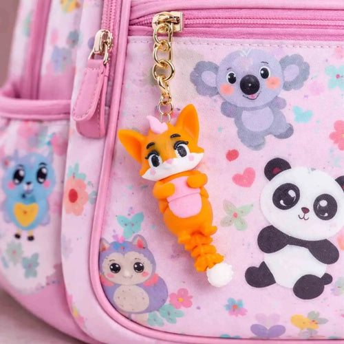Cute Articulated Hanging Fox - Vulpe Articulată 3D Atârnată cu Breloc Keychain, vedere principală cu poziție atârnare adorabilă și expresie jucăușă
