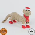 Winter Ferret - Dihor de Iarnă Articulat 3D Alb, vedere frontală cu chip vesel și blană pristine