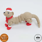 Winter Ferret - Dihor de Iarnă Articulat 3D, vedere laterală cu corp segmentat flexibil și expresie jucăușă