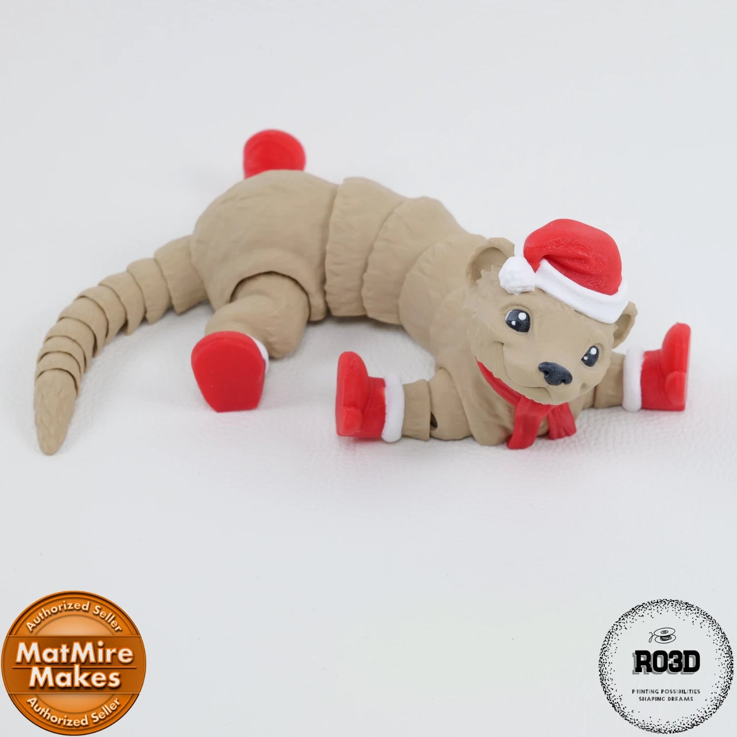 Winter Ferret - Dihor de Iarnă Articulat 3D, vedere din spate cu articulații vizibile și proporții realiste