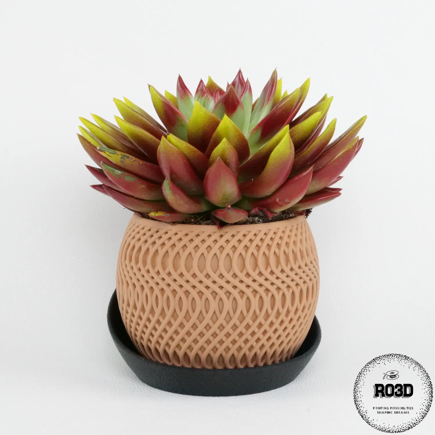 Ghiveci Radiant - Ghiveci 3D Geometric Modern Design Radiant, vedere laterală cu linii geometrice radiante armonioase