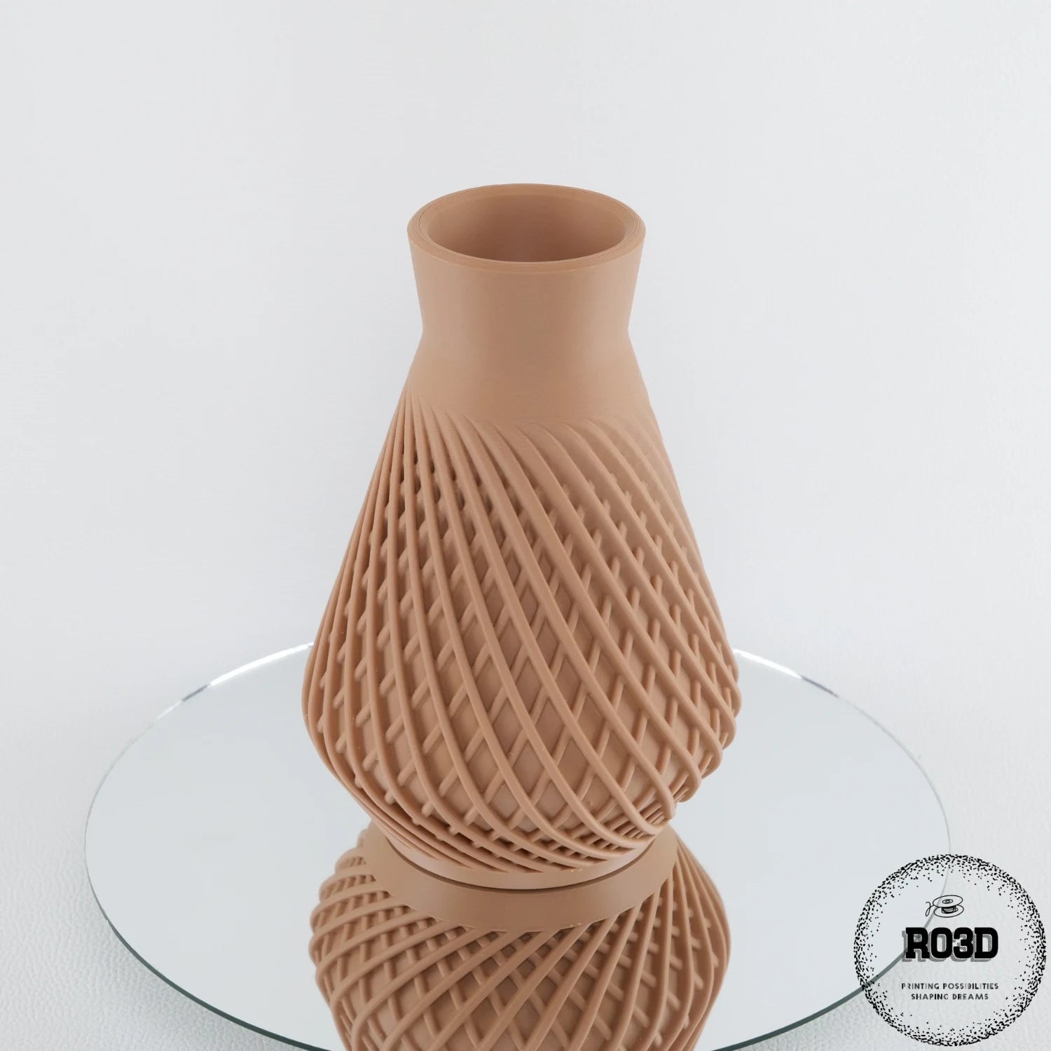 Vaza Influx - Vază 3D Geometric Modern Design Influx, vedere laterală cu pattern fluid și gaură de drenaj integrată