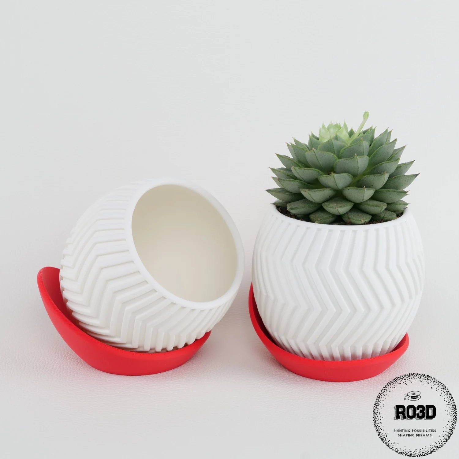 Ghiveci Zig Zag - Ghiveci 3D Geometric Modern, vedere completă cu toate detaliile geometrice zig zag