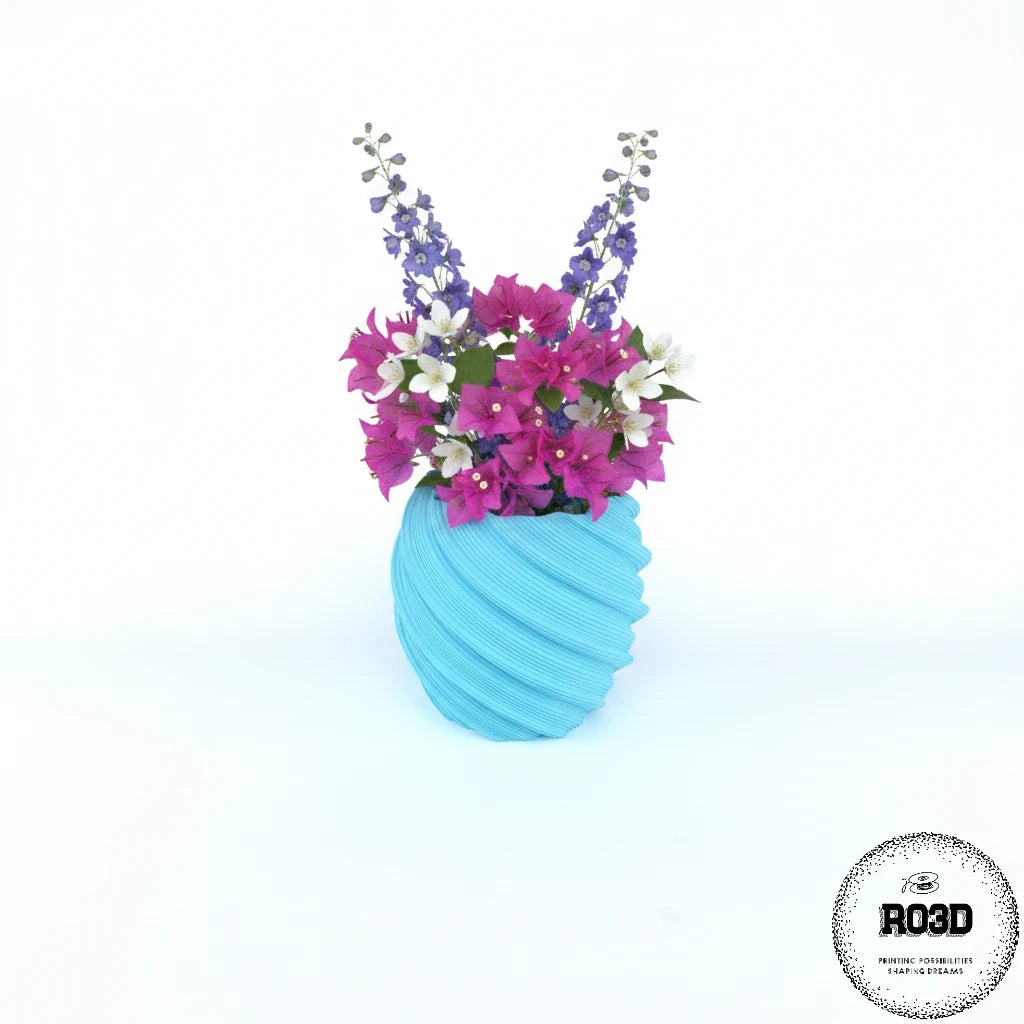Ribs Divided - perspectivă design geometric nervurat cu texturi verticale, ghiveci modern 3D pentru plante decorative și suculente, RO3D
