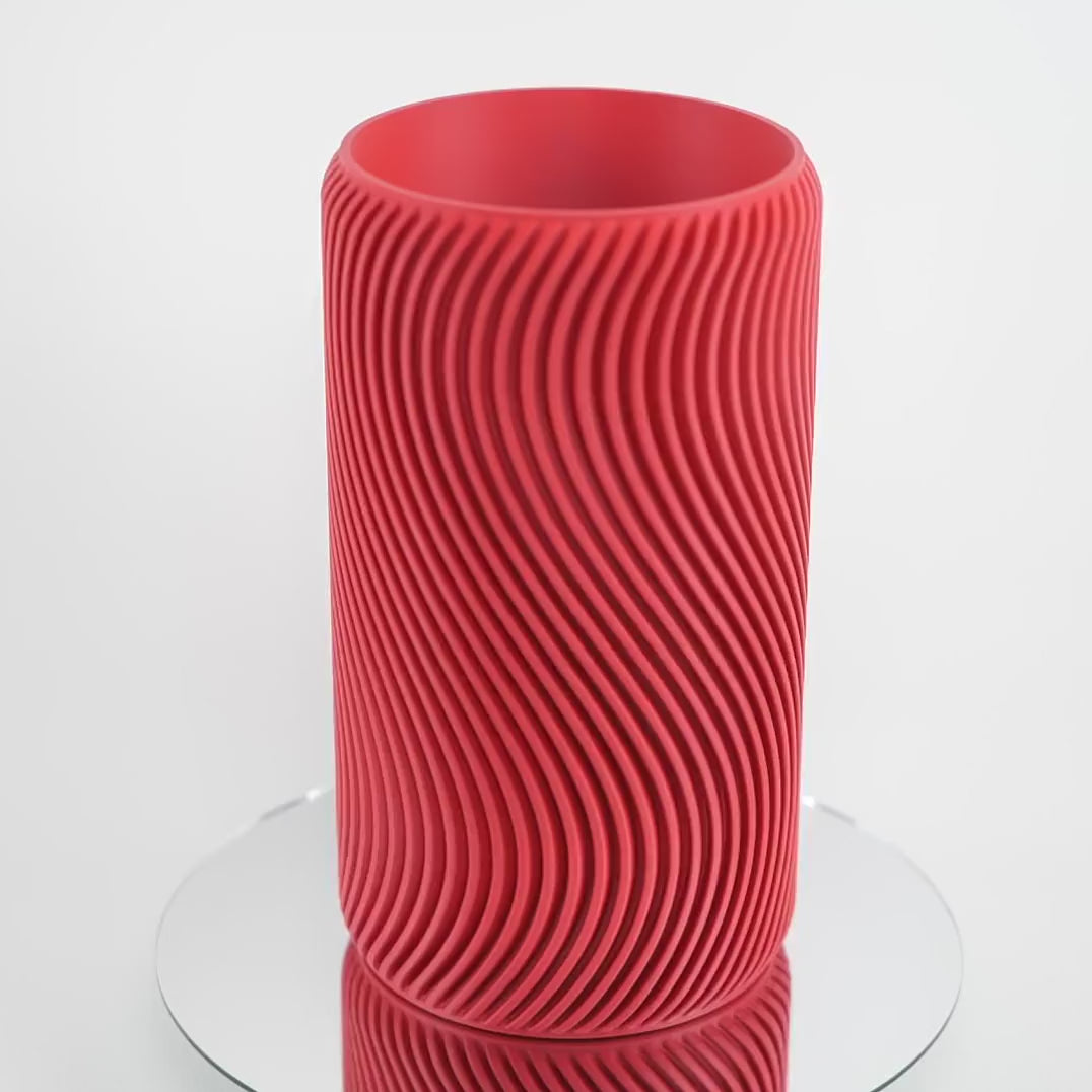 Rippled - prezentare video vază decorativă 3D geometric cu design ondulat, rotație 360 grade vază modernă cu linii valuri și ondulații, printată 3D în România