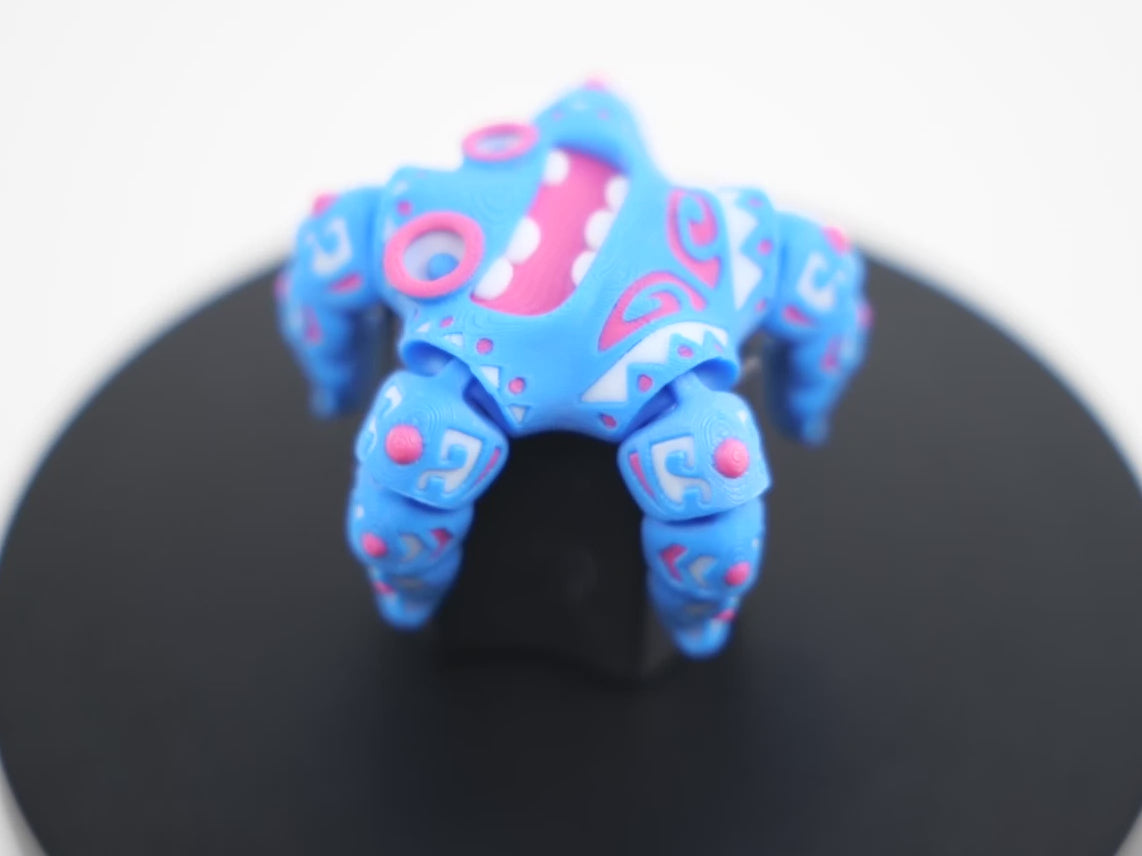 Tattooed Starfish stea de mare articulată 3D - demonstrație mișcare brațe articulate, design cu tatuaje în acțiune
