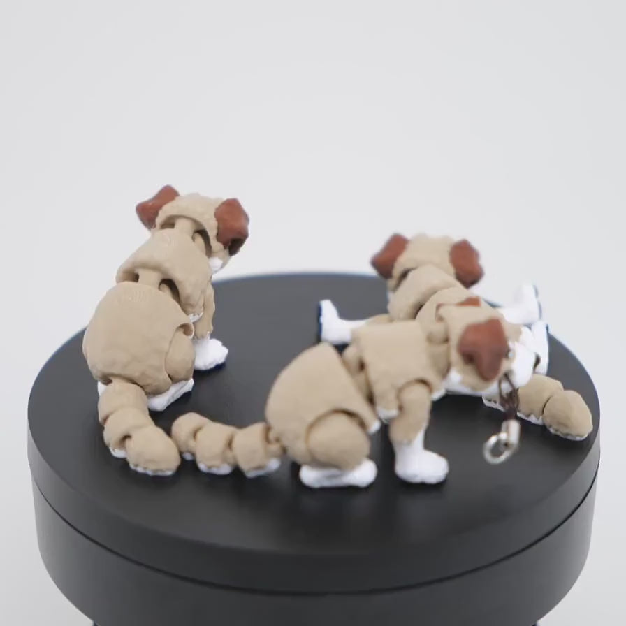 Mini Dog - Câine Articulat 3D Adorabil cu Breloc, demonstrație mișcare articulații print-in-place și funcționalitate interactivă