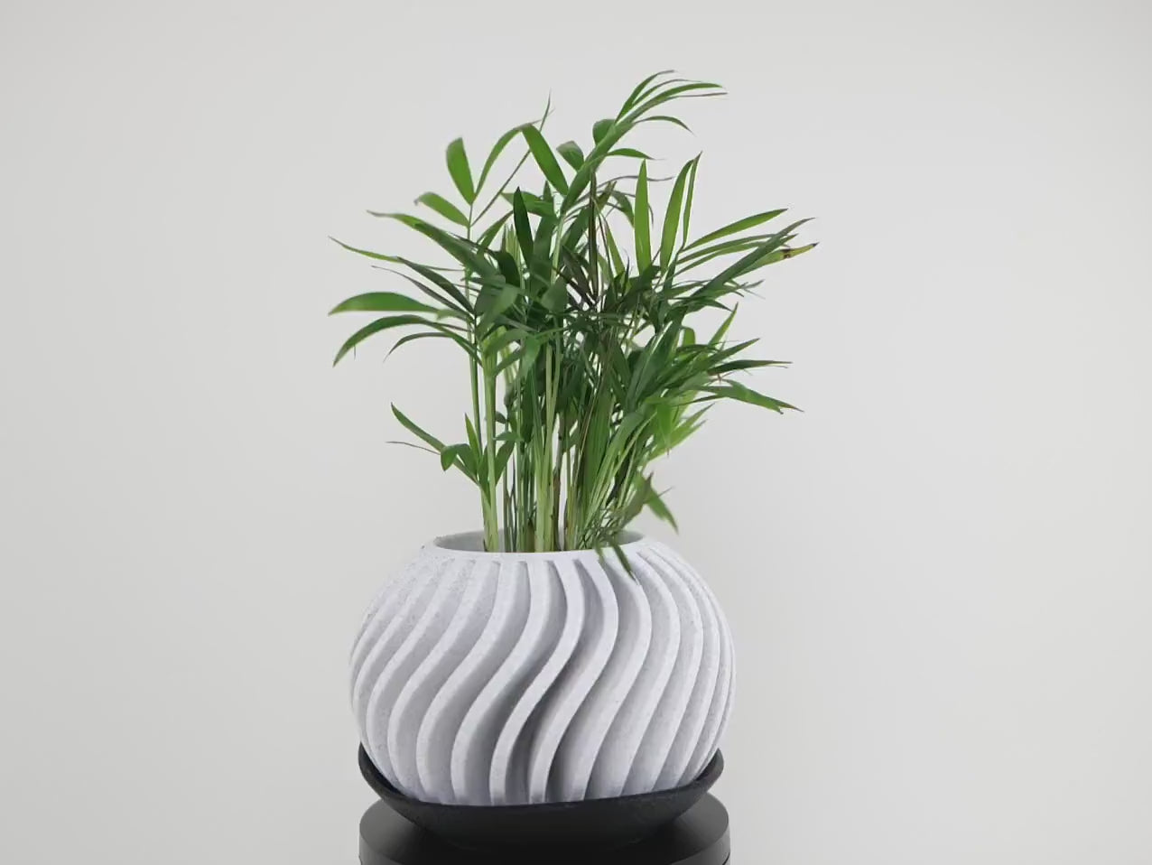 Surge Planter în Detaliu - Demonstrație Design Geometric Spiralat 360°. Ghiveci premium printat 3D în România de RO3D, design h3liØ.