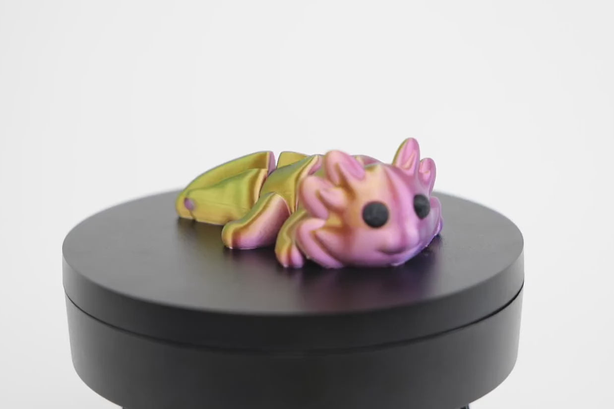 Flexi Axolotl - Axolotl Articulat 3D Print Flexi Axolotl, demonstrație articulații mobile și mișcare fluidă cu design adorabil kawaii și culori vibrante