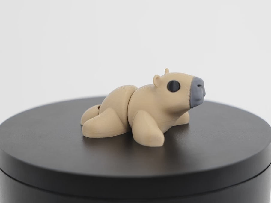 Flexi Capybara articulat 3D - demonstrație mișcare articulații flexibile, capybara print-in-place în acțiune

