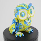 Cyber Owl - Bufniță Articulată 3D Print Flexi Cyber Owl, demonstrație articulații mobile și posabilitate completă cu design futurist cyber 