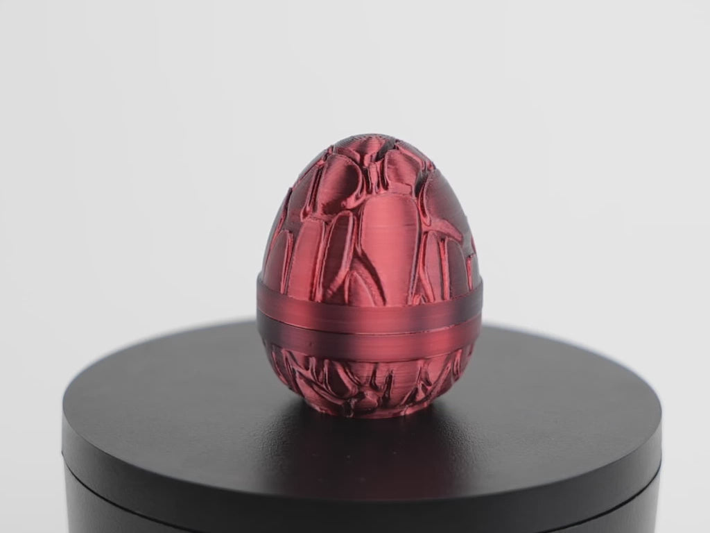 Godzilla Egg ou 3D recipient - demonstrație capac detașabil și textură solzi metalic roșu-negru, recipient Kaiju funcțional