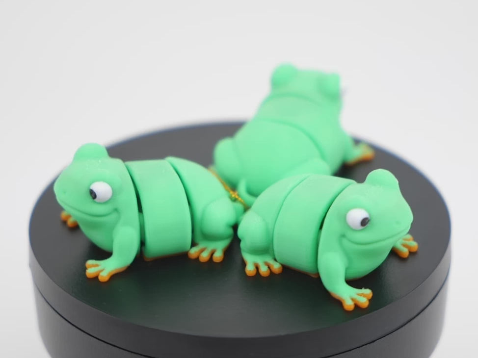 Flexi Frog articulat 3D în mișcare - demonstrație articulații mobile broască print-in-place