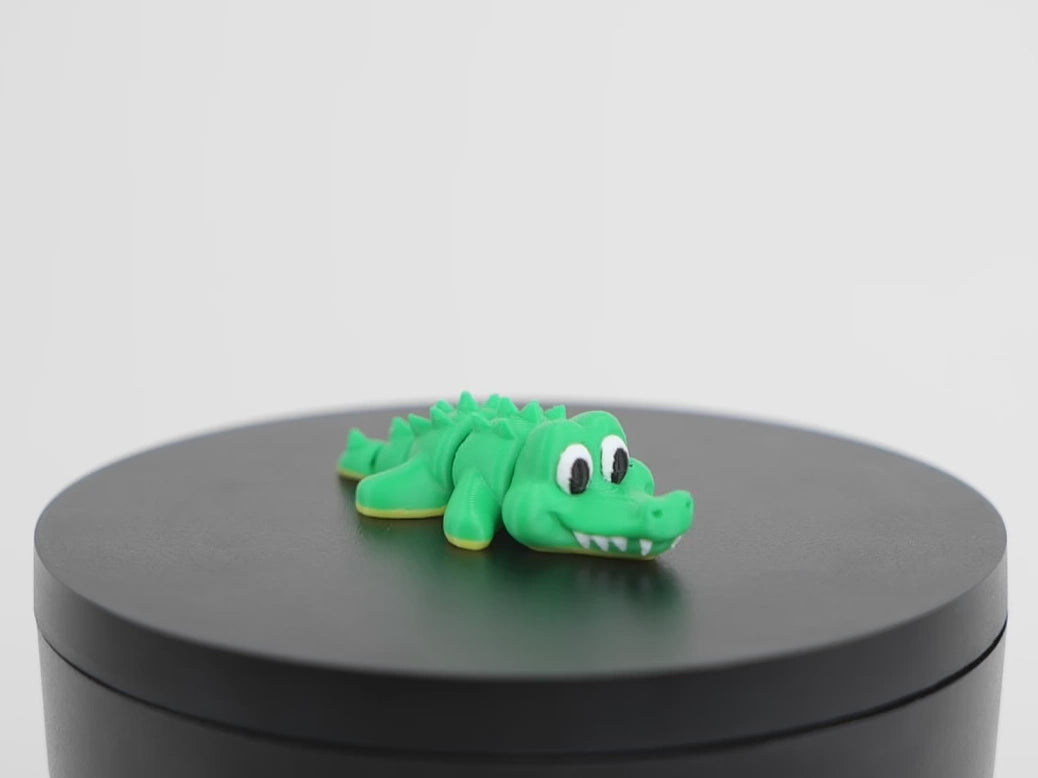 Cute Articulated Crocodile crocodil articulat 3D - demonstrație mișcare articulații flexibile, crocodil kawaii print-in-place în acțiune
