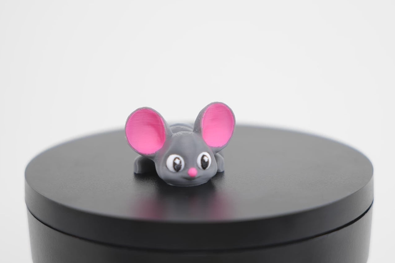 Flexi Cute Mouse șoricel articulat 3D - demonstrație mișcare articulații flexibile, șoricel kawaii cu urechi roz în acțiune