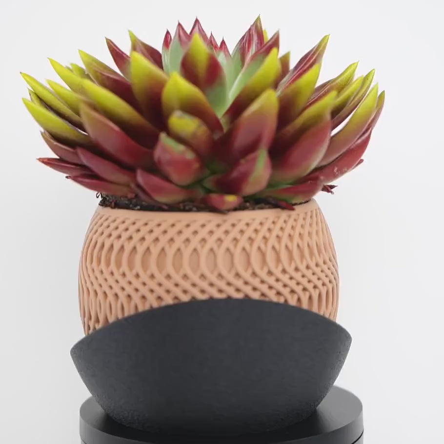 Ghiveci Radiant - Ghiveci 3D Geometric Modern Design Radiant, demonstrație rotație 360° cu linii radiante din centru și design geometric modern 