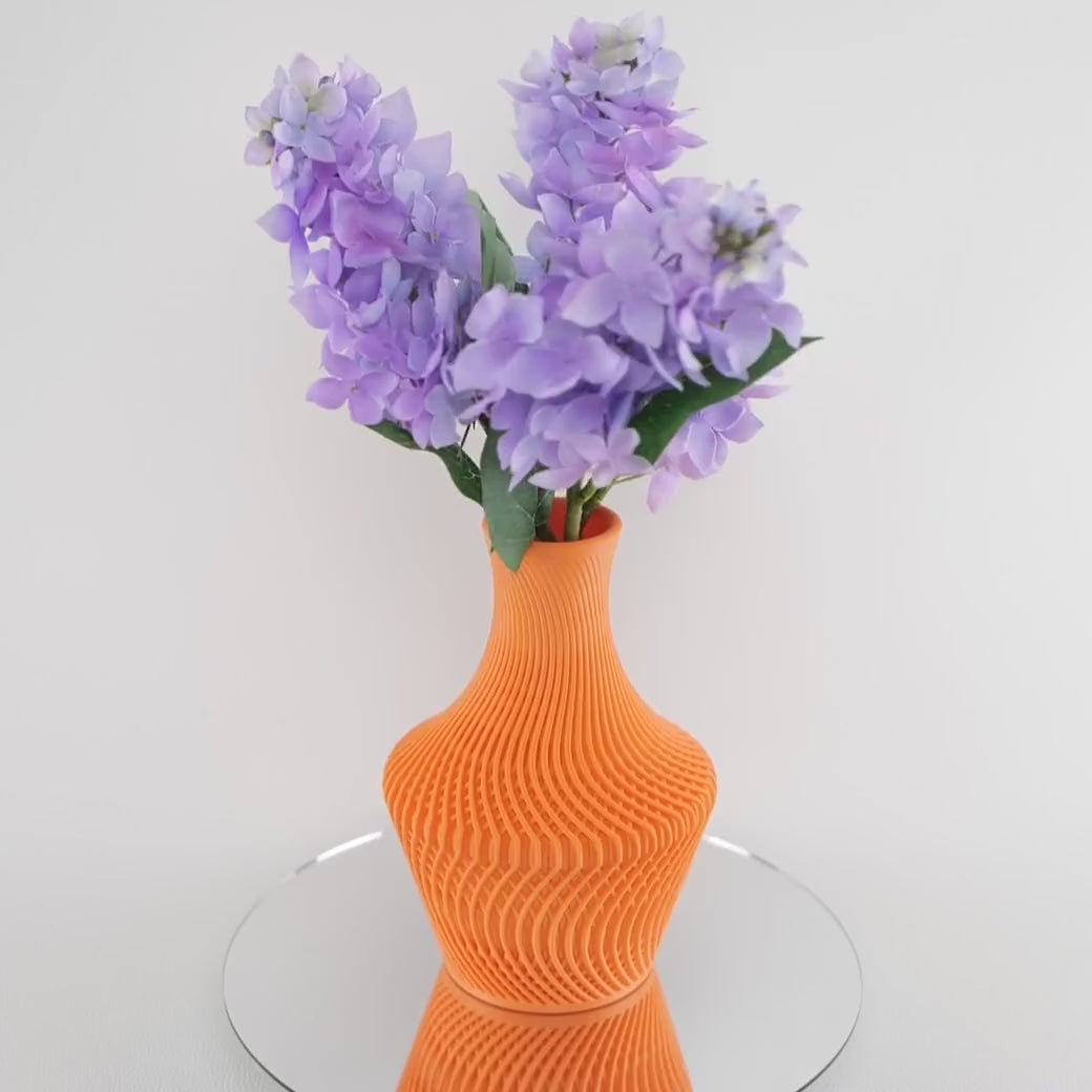 Vaza Lucid - Vază Decorativă 3D Geometric Modern Design Lucid, demonstrație rotație 360° cu linii clare elegante și design geometric modern înalt pentru plante decorative